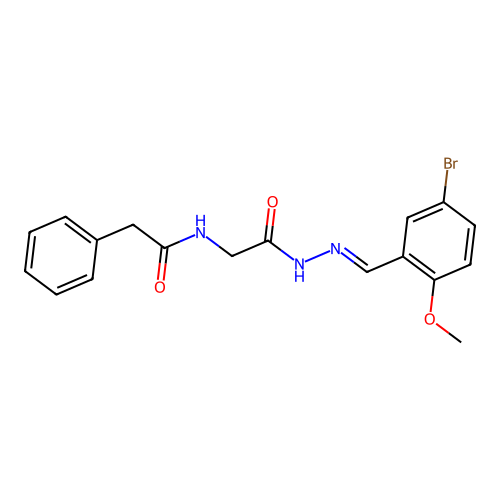 (E)-N-(2-(2-(5-bromo-2-methoxybenzylidene)hydrazinyl)-2-oxoethyl)-2-phenylacetamide structure