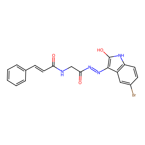 N-(2-((Z)-2-(5-bromo-2-oxoindolin-3-ylidene)hydrazinyl)-2-oxoethyl)cinnamamide structure