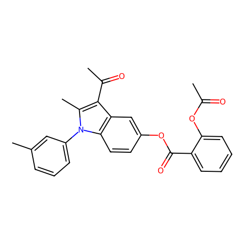 3-acetyl-2-methyl-1-(3-methylphenyl)-1H-indol-5-yl 2-(acetyloxy)benzoate structure