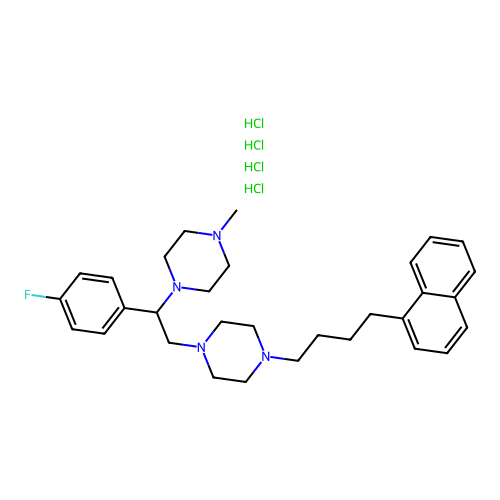 1-[2-(4-Fluorophenyl)-2-(4-methylpiperazin-1-yl)ethyl]-4-(4-naphthalen-1-ylbutyl)piperazine Tetrahydrochloride structure