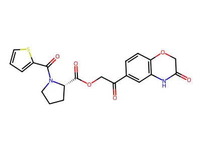 1-(2-Thienylcarbonyl)-L-proline 2-(3,4-dihydro-3-oxo-2H-1,4-benzoxazin-6-yl)-2-oxoethyl ester structure