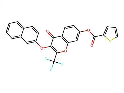 3-(2-naphthyloxy)-4-oxo-2-(trifluoromethyl)-4H-chromen-7-yl 2-thiophenecarboxylate structure
