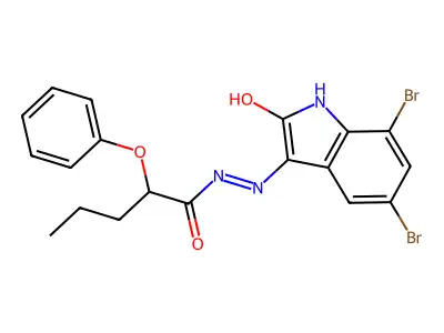 N'-(5,7-dibromo-2-oxo-1,2-dihydro-3H-indol-3-ylidene)-2-phenoxypentanohydrazide structure