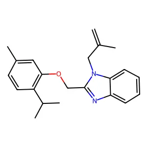2-[(5-Methyl-2-propan-2-ylphenoxy)methyl]-1-(2-methylprop-2-enyl)benzimidazole structure