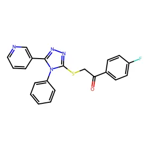 1-(4-fluorophenyl)-2-[(4-phenyl-5-pyridin-3-yl-4H-1,2,4-triazol-3-yl)thio]ethanone structure