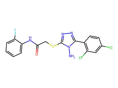 2-{[4-amino-5-(2,4-dichlorophenyl)-4H-1,2,4-triazol-3-yl]sulfanyl}-N-(2-fluorophenyl)acetamide structure