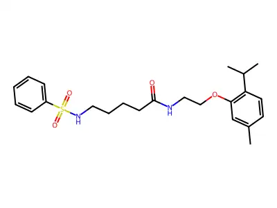 5-(benzenesulfonamido)-N-[2-(5-methyl-2-propan-2-ylphenoxy)ethyl]pentanamide structure