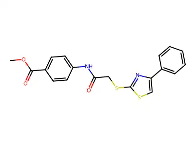 Methyl 4-({[(4-phenyl-1,3-thiazol-2-yl)sulfanyl]acetyl}amino)benzoate structure