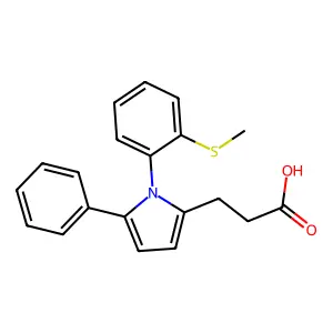 3-{1-[2-(methylsulfanyl)phenyl]-5-phenyl-1H-pyrrol-2-yl}propanoic acid structure