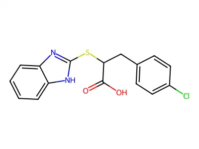 2-(1H-benzimidazol-2-ylsulfanyl)-3-(4-chlorophenyl)propanoic acid structure