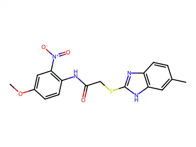 N-(4-Methoxy-2-nitrophenyl)-2-[(6-methyl-1H-benzimidazol-2-yl)thio]acetamide structure