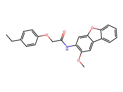 2-(4-ethylphenoxy)-N-(2-methoxydibenzofuran-3-yl)acetamide structure