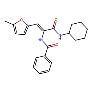 N-[(Z)-3-(cyclohexylamino)-1-(5-methylfuran-2-yl)-3-oxoprop-1-en-2-yl]benzamide structure