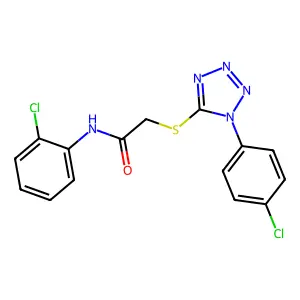 N-(2-chlorophenyl)-2-[1-(4-chlorophenyl)tetrazol-5-yl]sulfanylacetamide structure
