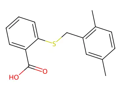 2-[(2,5-Dimethylbenzyl)sulfanyl]benzenecarboxylic acid structure