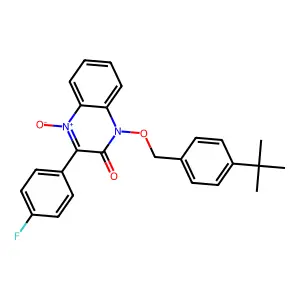 1-[(4-Tert-butylphenyl)methoxy]-3-(4-fluorophenyl)-4-oxidoquinoxalin-4-ium-2-one structure