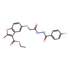 ethyl 5-(2-(2-(4-fluorobenzoyl)hydrazinyl)-2-oxoethoxy)-2-methylbenzofuran-3-carboxylate structure