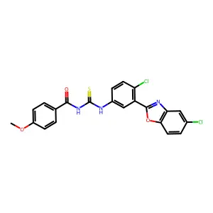 N-[[4-chloro-3-(5-chloro-1,3-benzoxazol-2-yl)phenyl]carbamothioyl]-4-methoxybenzamide structure