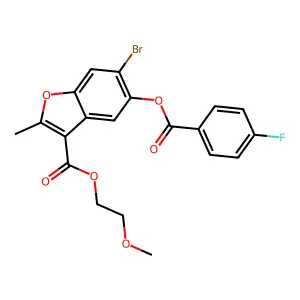 2-Methoxyethyl 6-bromo-5-((4-fluorobenzoyl)oxy)-2-methylbenzofuran-3-carboxylate structure