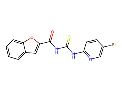 N-[(5-bromopyridin-2-yl)carbamothioyl]-1-benzofuran-2-carboxamide structure