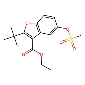 Ethyl 2-(tert-butyl)-5-((methylsulfonyl)oxy)benzofuran-3-carboxylate structure
