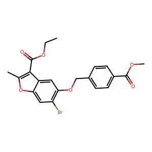 ethyl 6-bromo-5-{[4-(methoxycarbonyl)benzyl]oxy}-2-methyl-1-benzofuran-3-carboxylate structure