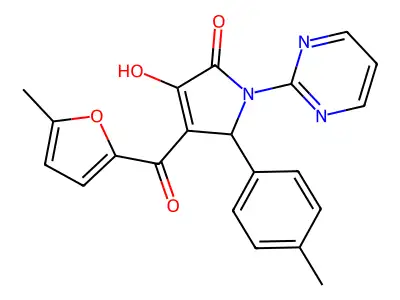 3-hydroxy-4-(5-methylfuran-2-carbonyl)-1-(pyrimidin-2-yl)-5-(p-tolyl)-1H-pyrrol-2(5H)-one structure