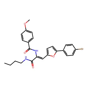 N-[(1Z)-1-[5-(4-bromophenyl)furan-2-yl]-3-(butylamino)-3-oxoprop-1-en-2-yl]-4-methoxybenzamide structure