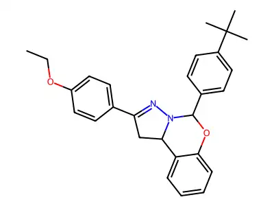 5-(4-tert-butylphenyl)-2-(4-ethoxyphenyl)-1,10b-dihydropyrazolo[1,5-c][1,3]benzoxazine structure