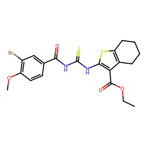 ethyl 2-({[(3-bromo-4-methoxyphenyl)carbonyl]carbamothioyl}amino)-4,5,6,7-tetrahydro-1-benzothiophene-3-carboxylate structure