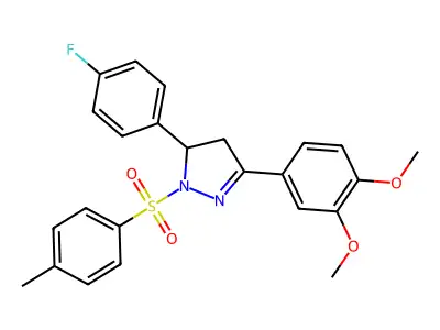 3-(3,4-dimethoxyphenyl)-5-(4-fluorophenyl)-1-tosyl-4,5-dihydro-1H-pyrazole structure