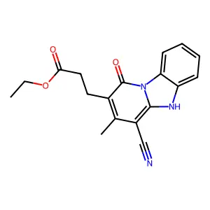 Ethyl 3-(4-cyano-1-hydroxy-3-methylpyrido[1,2-a]benzimidazol-2-yl)propanoate structure