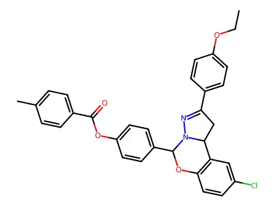 4-[9-chloro-2-(4-ethoxyphenyl)-1,10b-dihydropyrazolo[1,5-c][1,3]benzoxazin-5-yl]phenyl 4-methylbenzoate structure