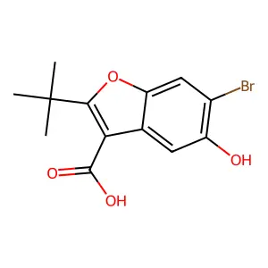 6-Bromo-2-tert-butyl-5-hydroxy-1-benzofuran-3-carboxylic acid structure