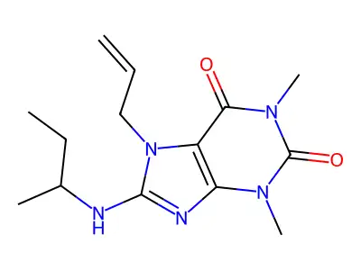 7-allyl-8-(sec-butylamino)-1,3-dimethyl-1H-purine-2,6(3H,7H)-dione structure