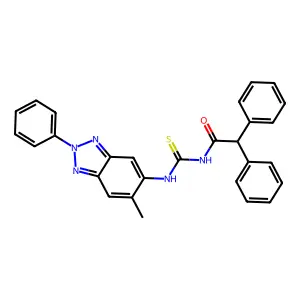 N-[(6-methyl-2-phenylbenzotriazol-5-yl)carbamothioyl]-2,2-diphenylacetamide structure
