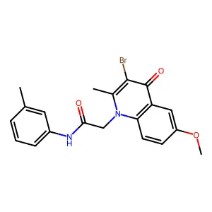 2-(3-bromo-6-methoxy-2-methyl-4-oxoquinolin-1(4H)-yl)-N-(m-tolyl)acetamide structure