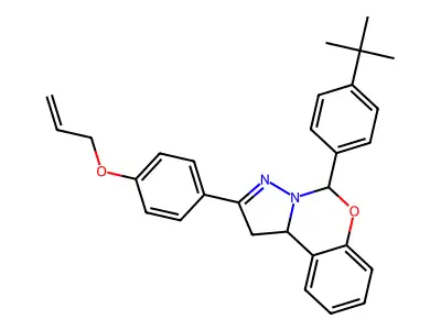 5-(4-tert-butylphenyl)-2-[4-(prop-2-en-1-yloxy)phenyl]-1,10b-dihydropyrazolo[1,5-c][1,3]benzoxazine structure