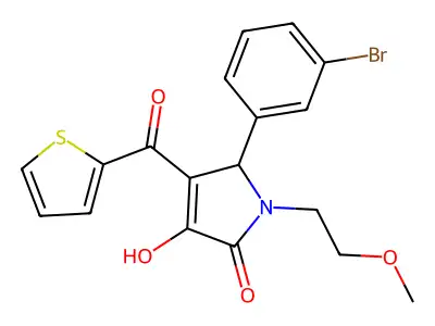 (4E)-5-(3-bromophenyl)-4-[hydroxy(thiophen-2-yl)methylidene]-1-(2-methoxyethyl)pyrrolidine-2,3-dione structure