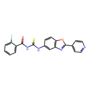 2-fluoro-N-{[2-(pyridin-4-yl)-1,3-benzoxazol-5-yl]carbamothioyl}benzamide structure