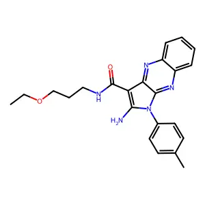 2-amino-N-(3-ethoxypropyl)-1-(4-methylphenyl)-1H-pyrrolo[2,3-b]quinoxaline-3-carboxamide structure