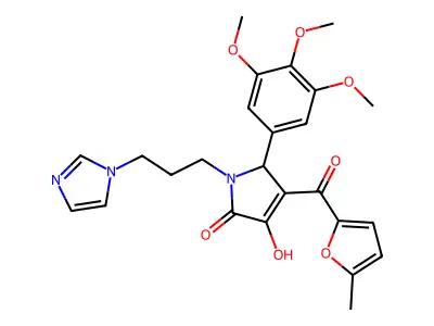 3-hydroxy-1-[3-(1H-imidazol-1-yl)propyl]-4-(5-methylfuran-2-carbonyl)-5-(3,4,5-trimethoxyphenyl)-2,5-dihydro-1H-pyrrol-2-one structure