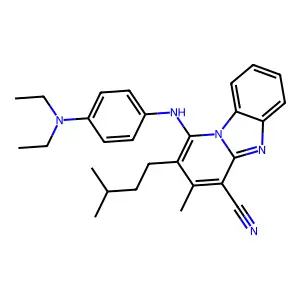 1-((4-(diethylamino)phenyl)amino)-2-isopentyl-3-methylbenzo[4,5]imidazo[1,2-a]pyridine-4-carbonitrile structure
