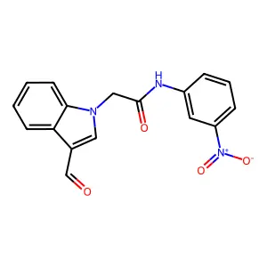 2-(3-formylindol-1-yl)-N-(3-nitrophenyl)acetamide structure