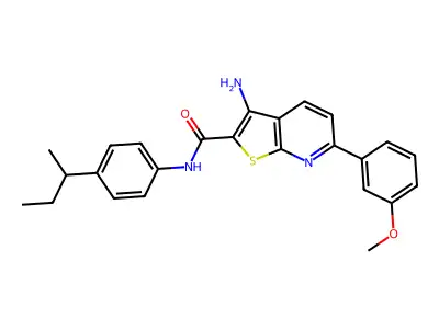 3-amino-N-(4-sec-butylphenyl)-6-(3-methoxyphenyl)thieno[2,3-b]pyridine-2-carboxamide structure