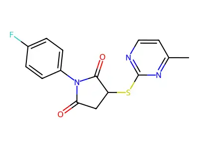 1-(4-Fluorophenyl)-3-[(4-methylpyrimidin-2-yl)sulfanyl]pyrrolidine-2,5-dione structure