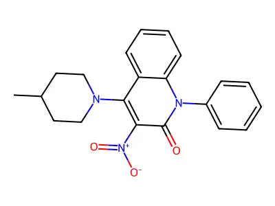4-(4-methylpiperidin-1-yl)-3-nitro-1-phenylquinolin-2(1H)-one structure