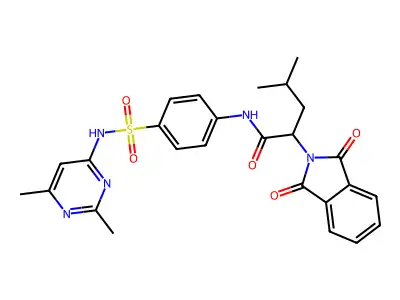 N-(4-{[(2,6-dimethyl-4-pyrimidinyl)amino]sulfonyl}phenyl)-2-(1,3-dioxo-1,3-dihydro-2H-isoindol-2-yl)-4-methylpentanamide structure