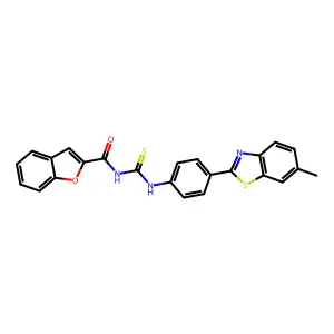 N-[[4-(6-methyl-1,3-benzothiazol-2-yl)phenyl]carbamothioyl]-1-benzofuran-2-carboxamide structure
