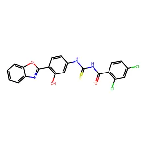 N-{[4-(1,3-benzoxazol-2-yl)-3-hydroxyphenyl]carbamothioyl}-2,4-dichlorobenzamide structure